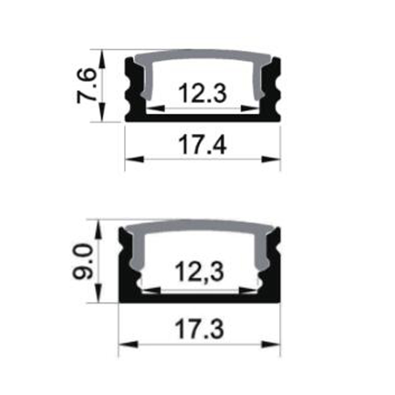 1707 Surface Mounted LED Aluminum Profile for Flexible LED Light Strip