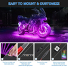 12Pcs Motorcycle LED Light Kit Strips APP/IR/RF Wireless Underglow Neon Lights Atmosphere Lamp with Remote Controller for Harley Davidson Kawasaki Suzuki.