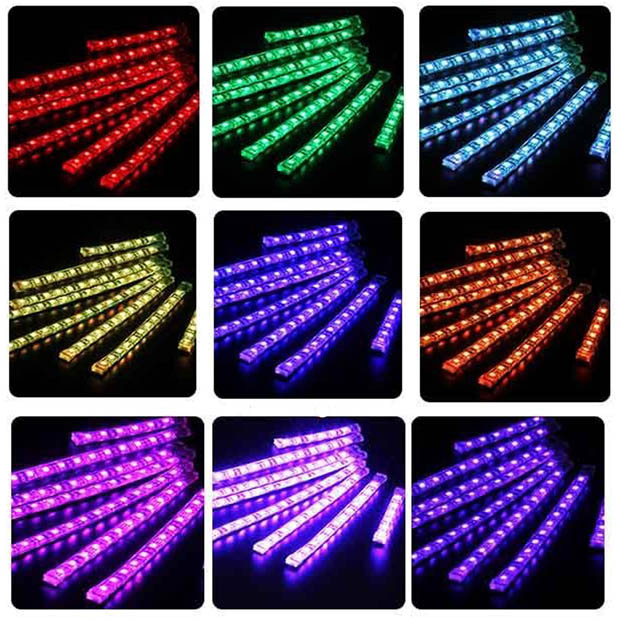 Small Ant 8Pcs Motorcycle LED Light Kit Strips Atmosphere Lamp Multi-Color Accent Glow RGB Neon Lights Flexible with RF Wireless Remote Controller for Harley Davidson Honda Kawasaki Suzuki Cruisers 