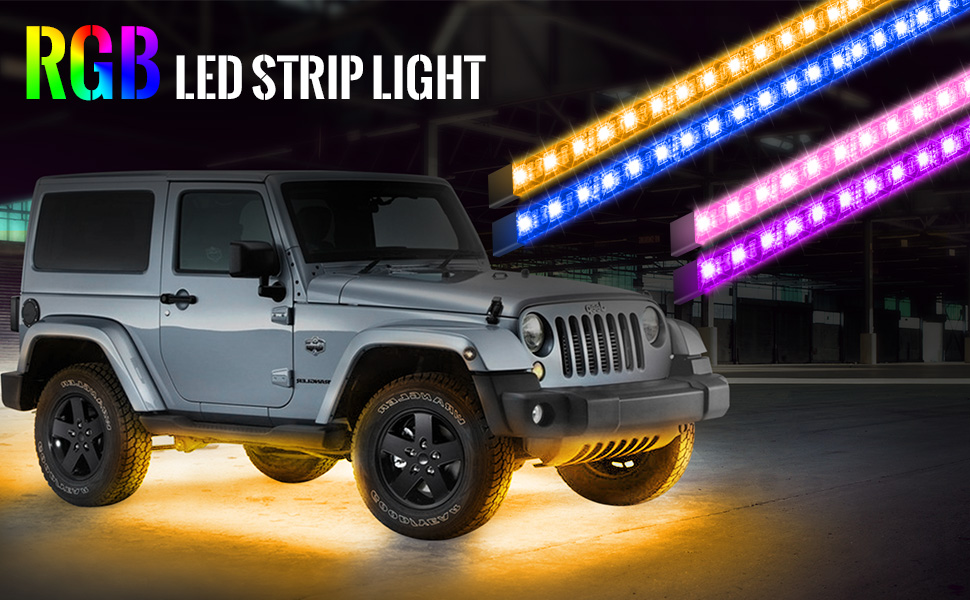 Car Neon Underglow Lights Waterproof RGB LED Strip Light Multicolored